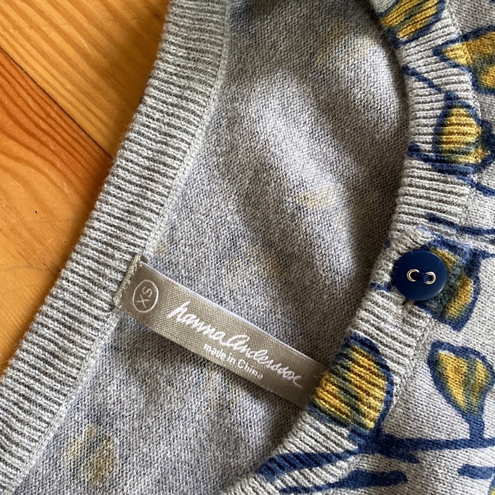 Hanna Andersson Grey‎ Floral Cotton Caridigan XS - Picture 4 of 5